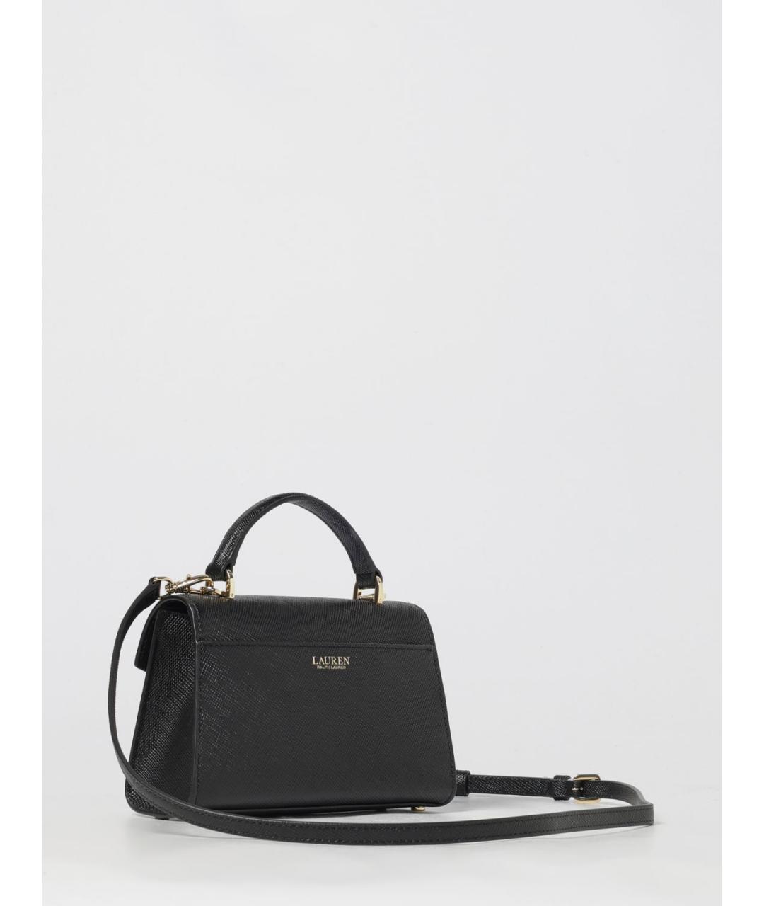 RALPH LAUREN Черная кожаная сумка через плечо, фото 2