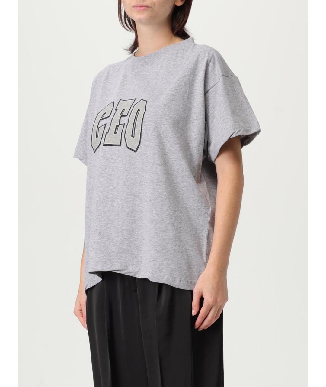 BALENCIAGA Серая хлопковая футболка, фото 4
