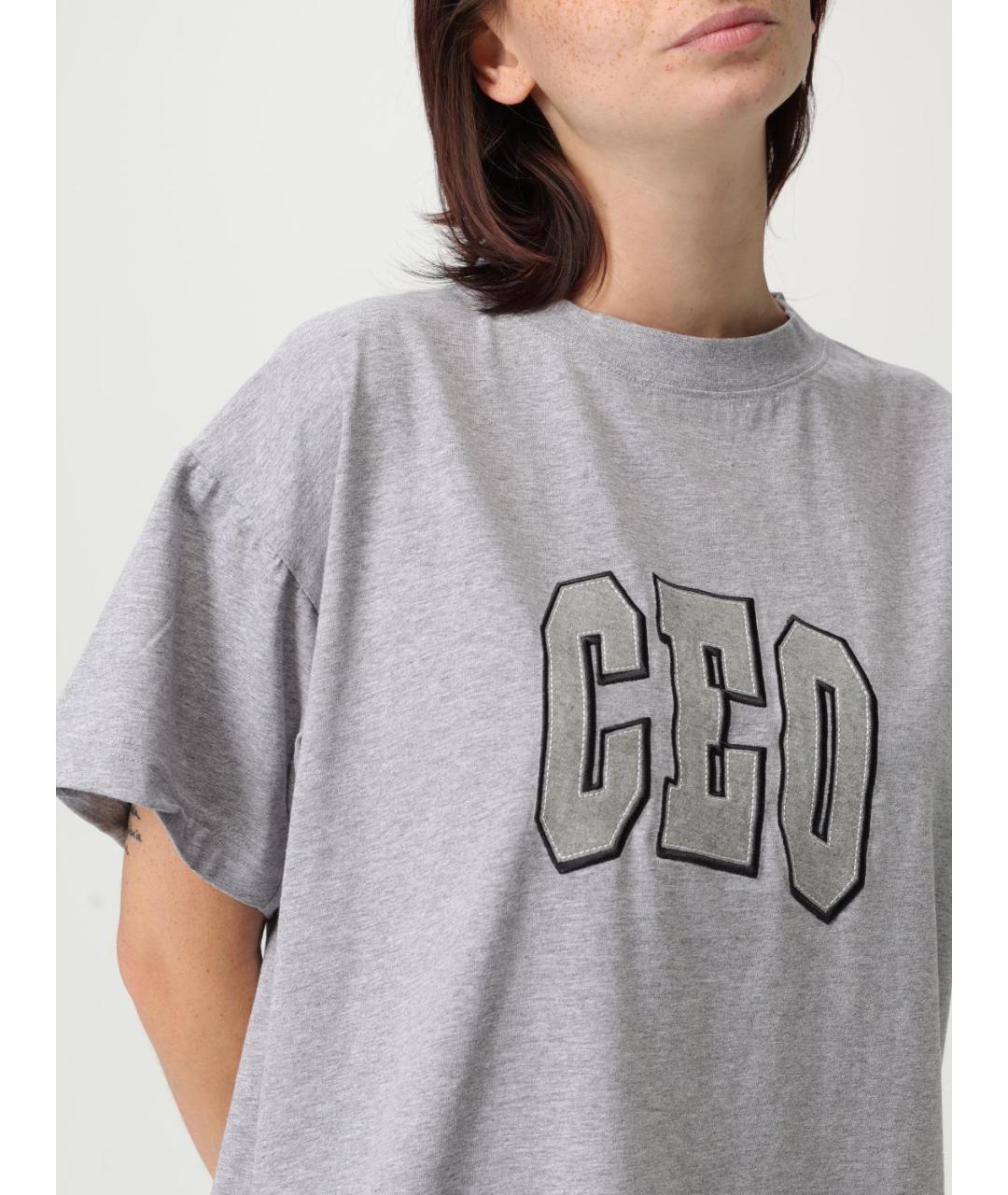 BALENCIAGA Серая хлопковая футболка, фото 5