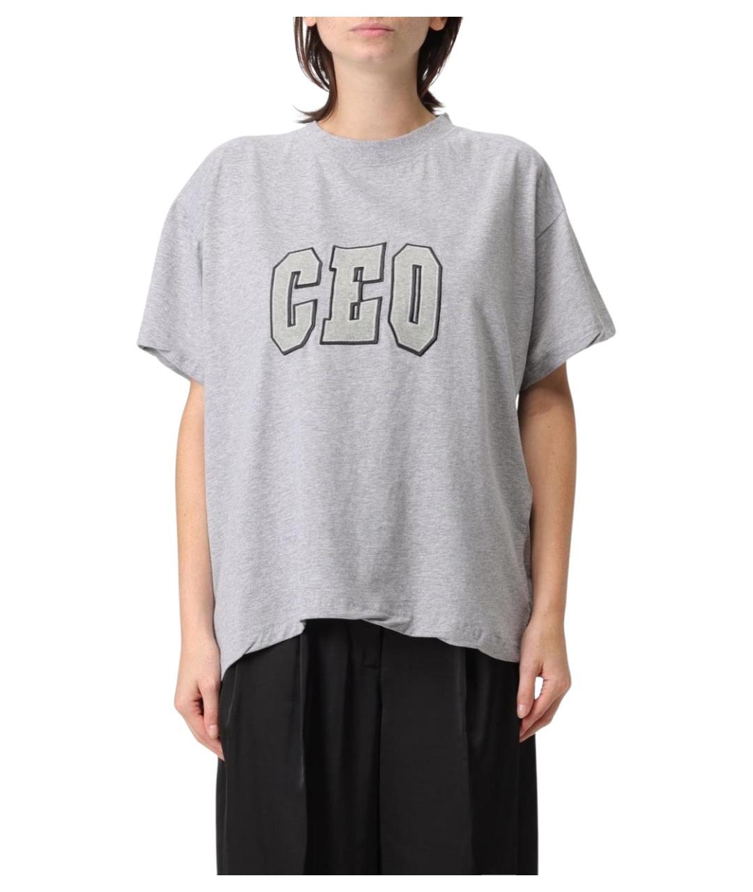 BALENCIAGA Серая хлопковая футболка, фото 1