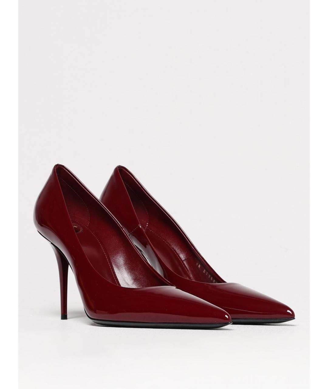 SAINT LAURENT Бордовые туфли из лакированной кожи, фото 2