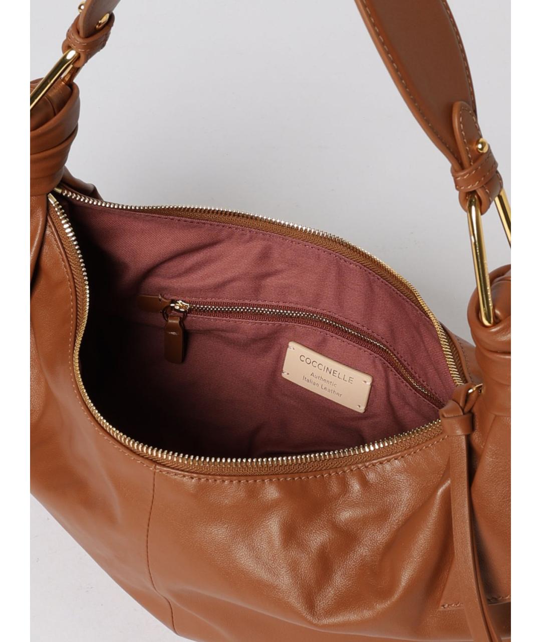 COCCINELLE Коричневая кожаная сумка через плечо, фото 3