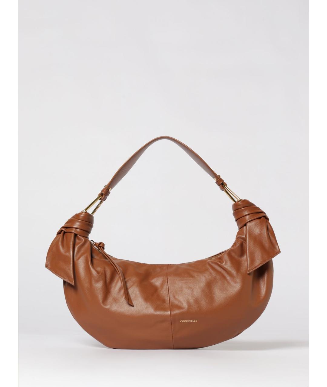 COCCINELLE Коричневая кожаная сумка через плечо, фото 4