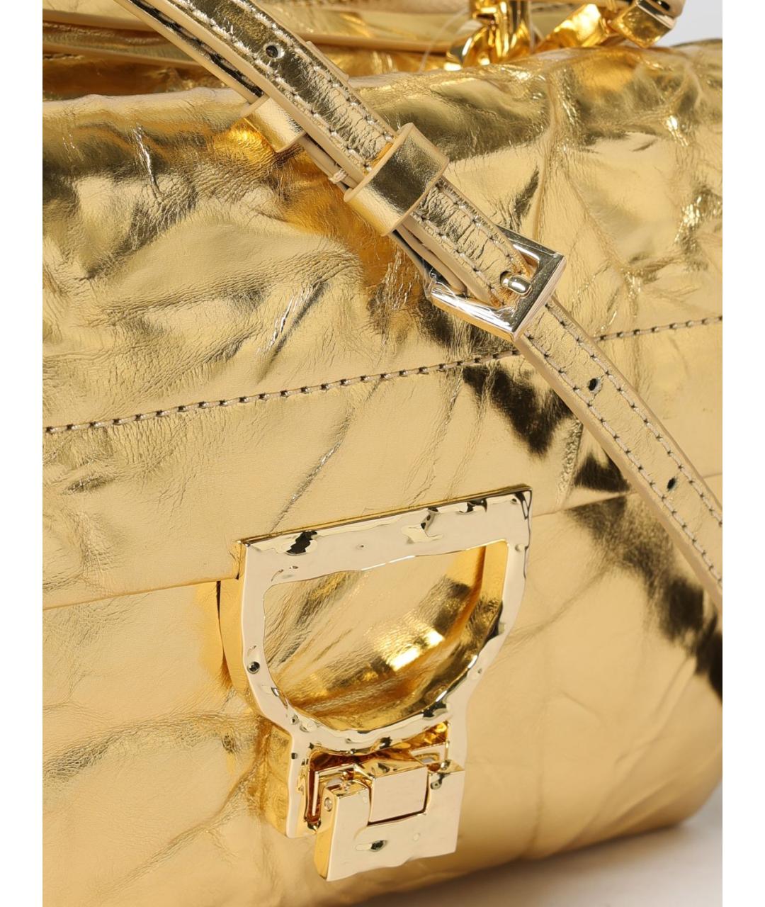 COCCINELLE Золотая кожаная сумка с короткими ручками, фото 3
