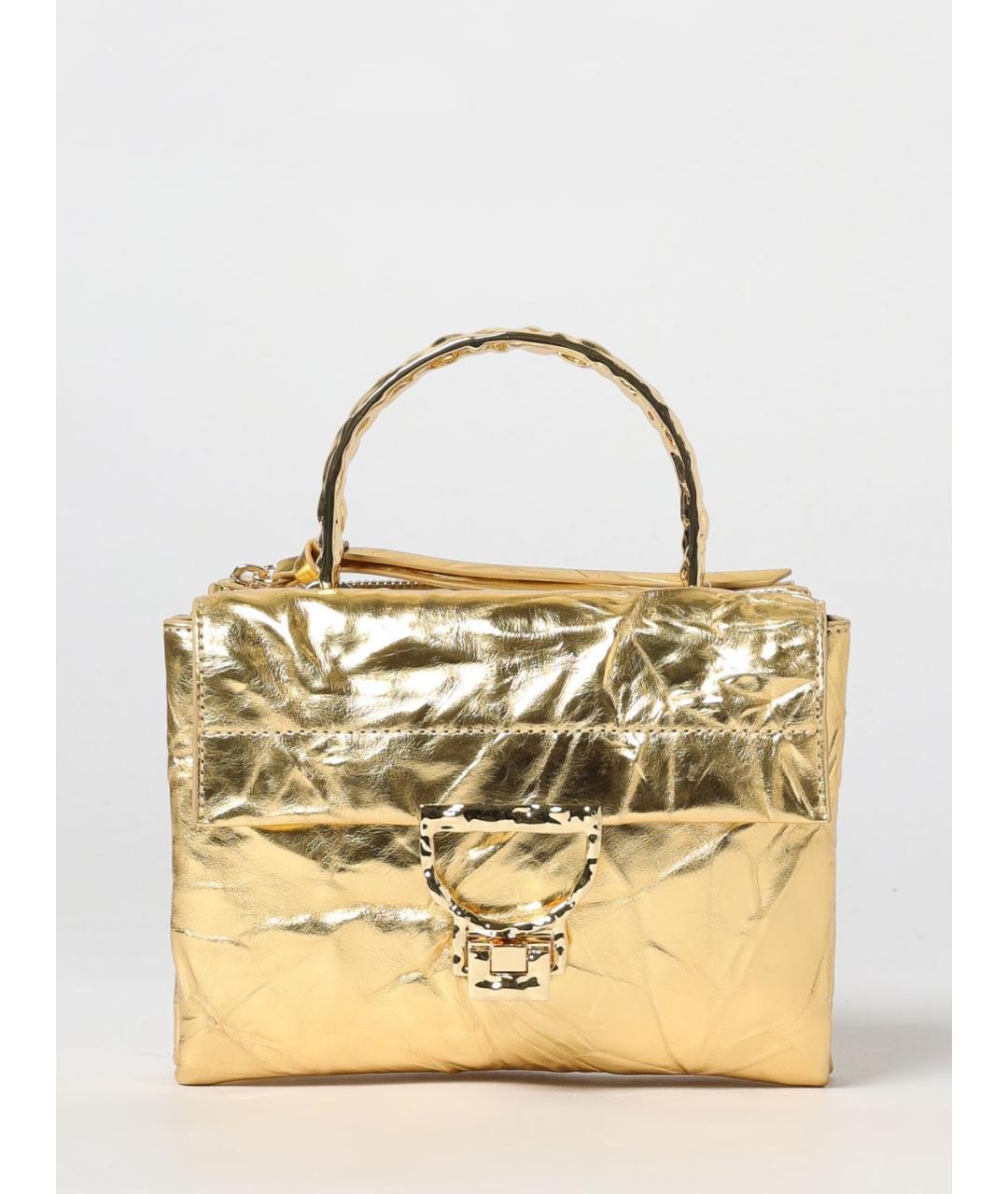 COCCINELLE Золотая кожаная сумка с короткими ручками, фото 4