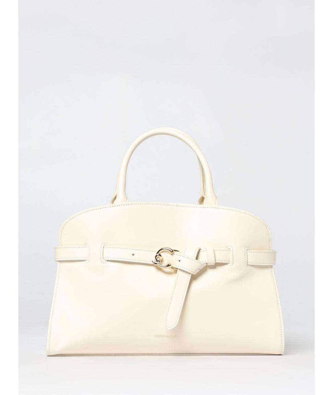 COCCINELLE Бежевая кожаная сумка с короткими ручками, фото 4