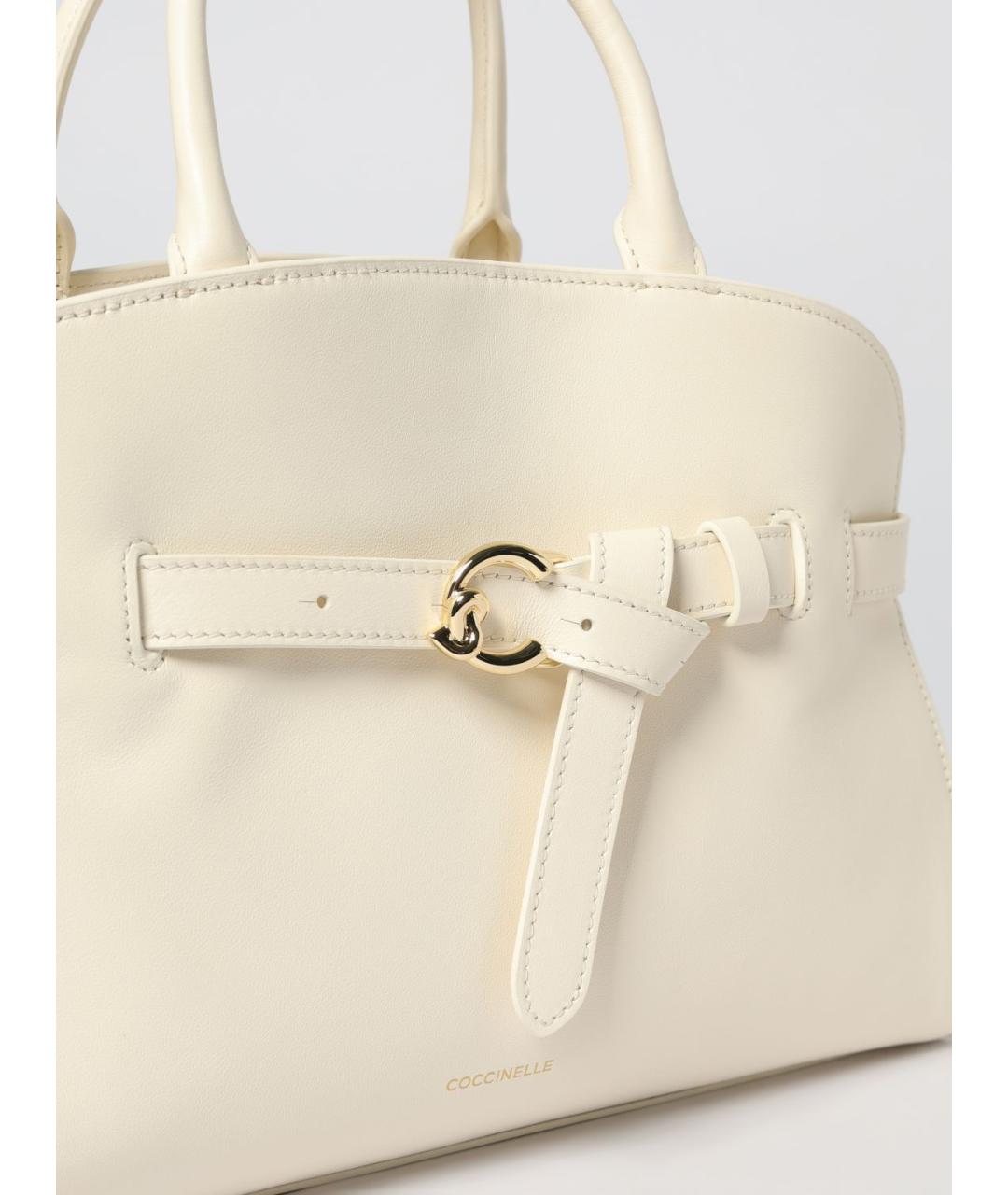 COCCINELLE Бежевая кожаная сумка с короткими ручками, фото 3
