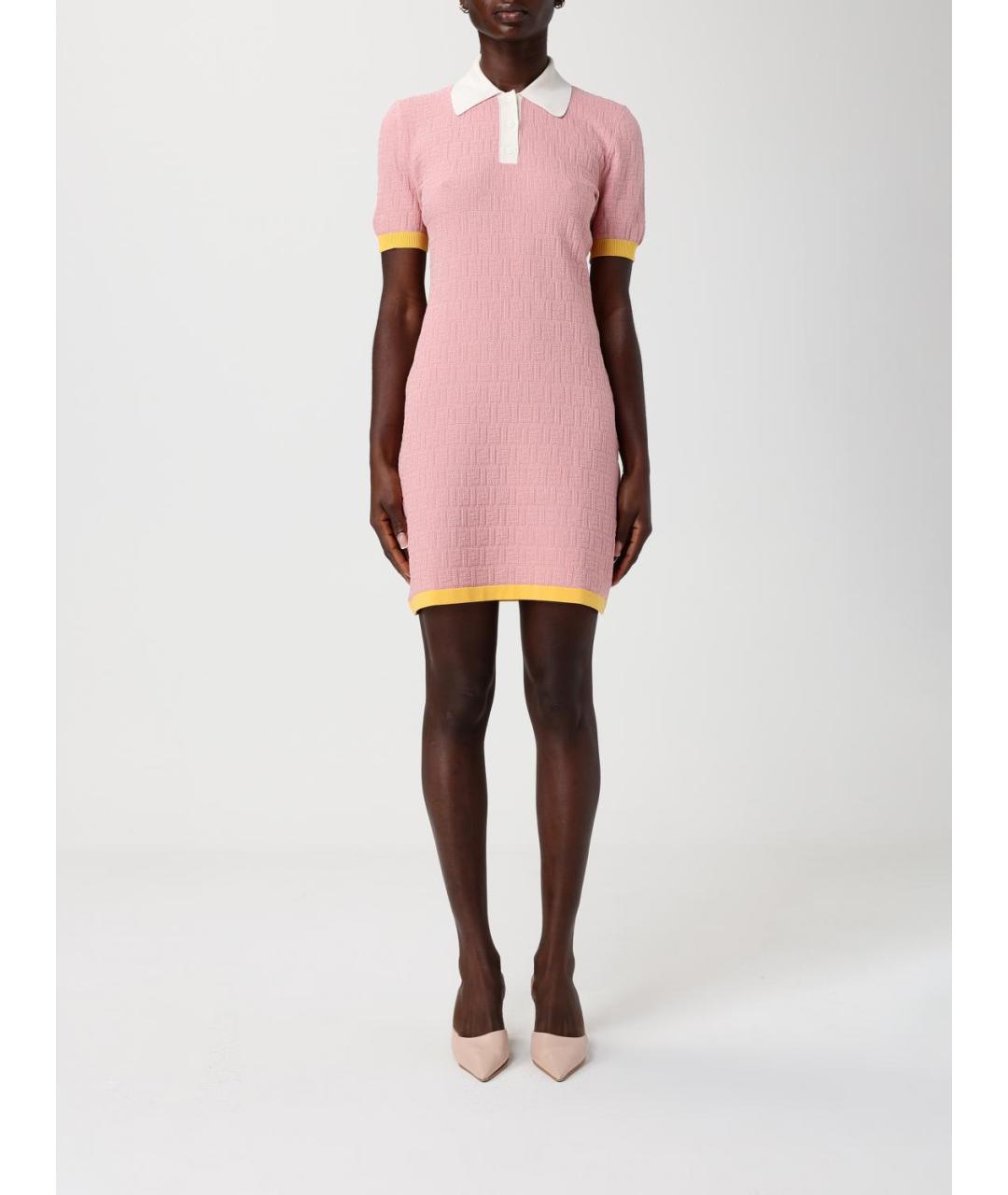 FENDI Розовое полиамидовое повседневное платье, фото 5
