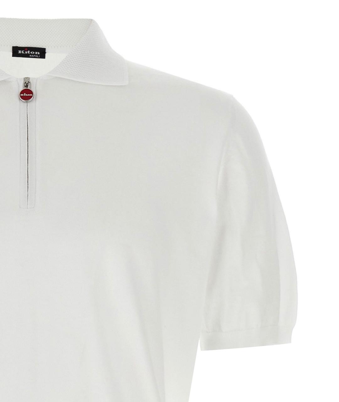 KITON Белое хлопковое поло с коротким рукавом, фото 5