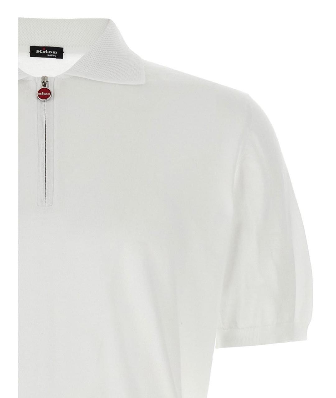 KITON Белое хлопковое поло с коротким рукавом, фото 3