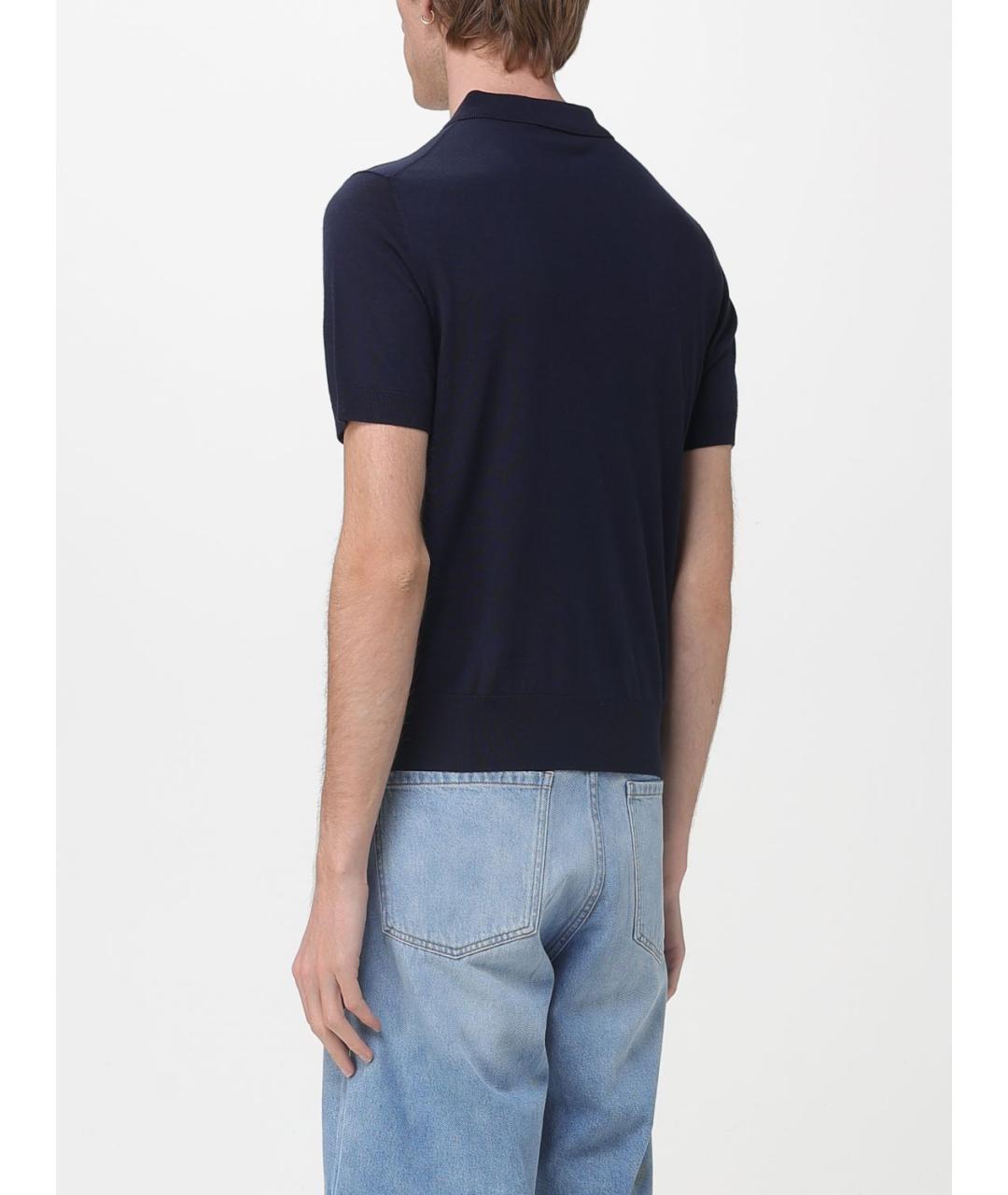 DSQUARED2 Синее хлопко-шерстяное поло с коротким рукавом, фото 2
