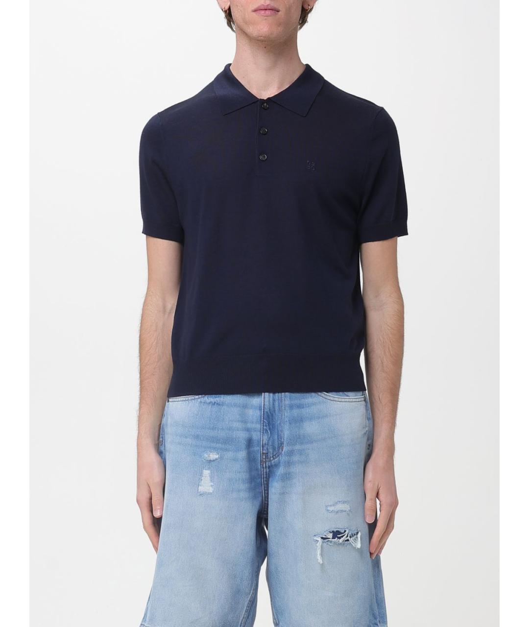 DSQUARED2 Синее хлопко-шерстяное поло с коротким рукавом, фото 4