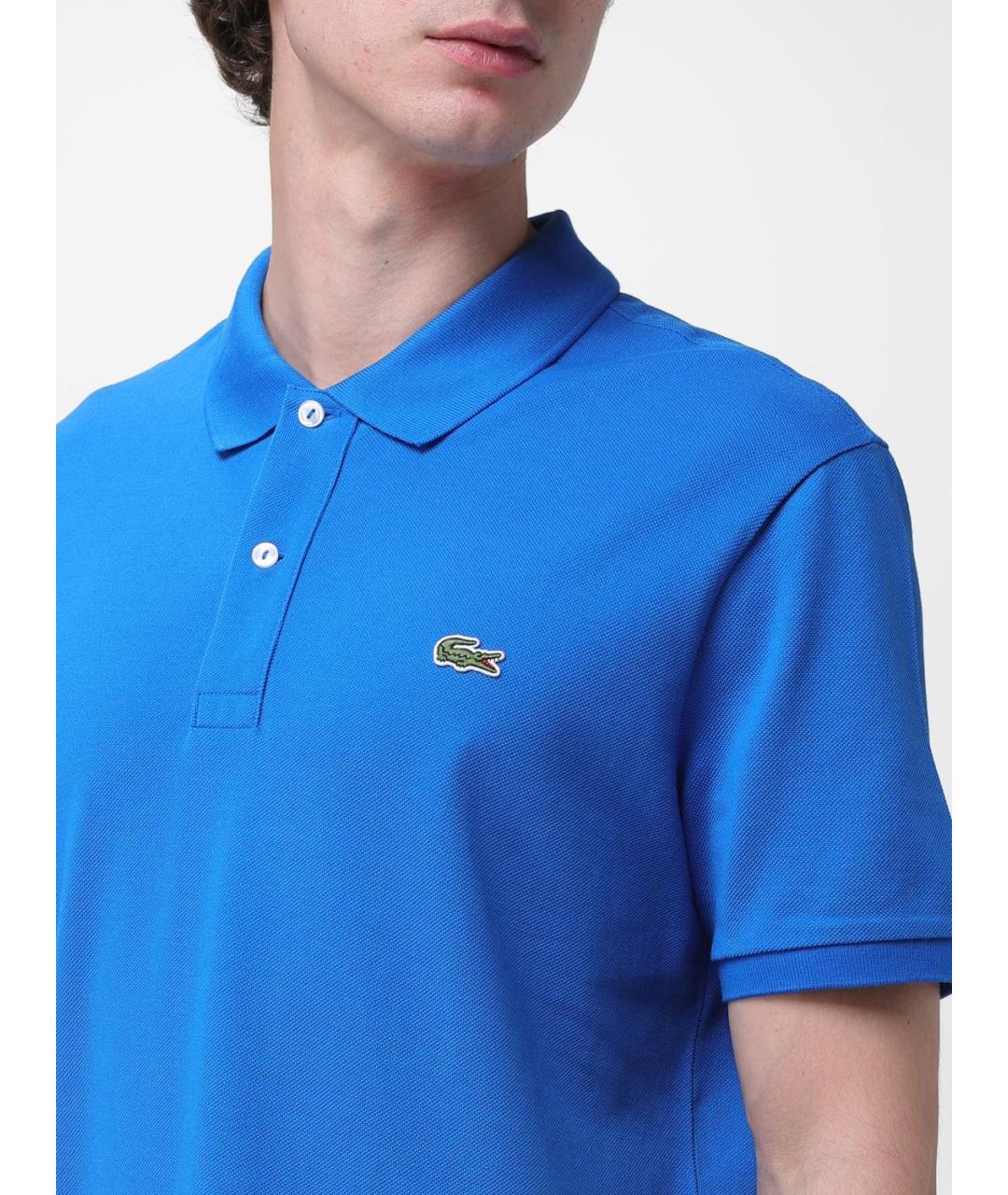 LACOSTE Синее хлопковое поло с коротким рукавом, фото 3