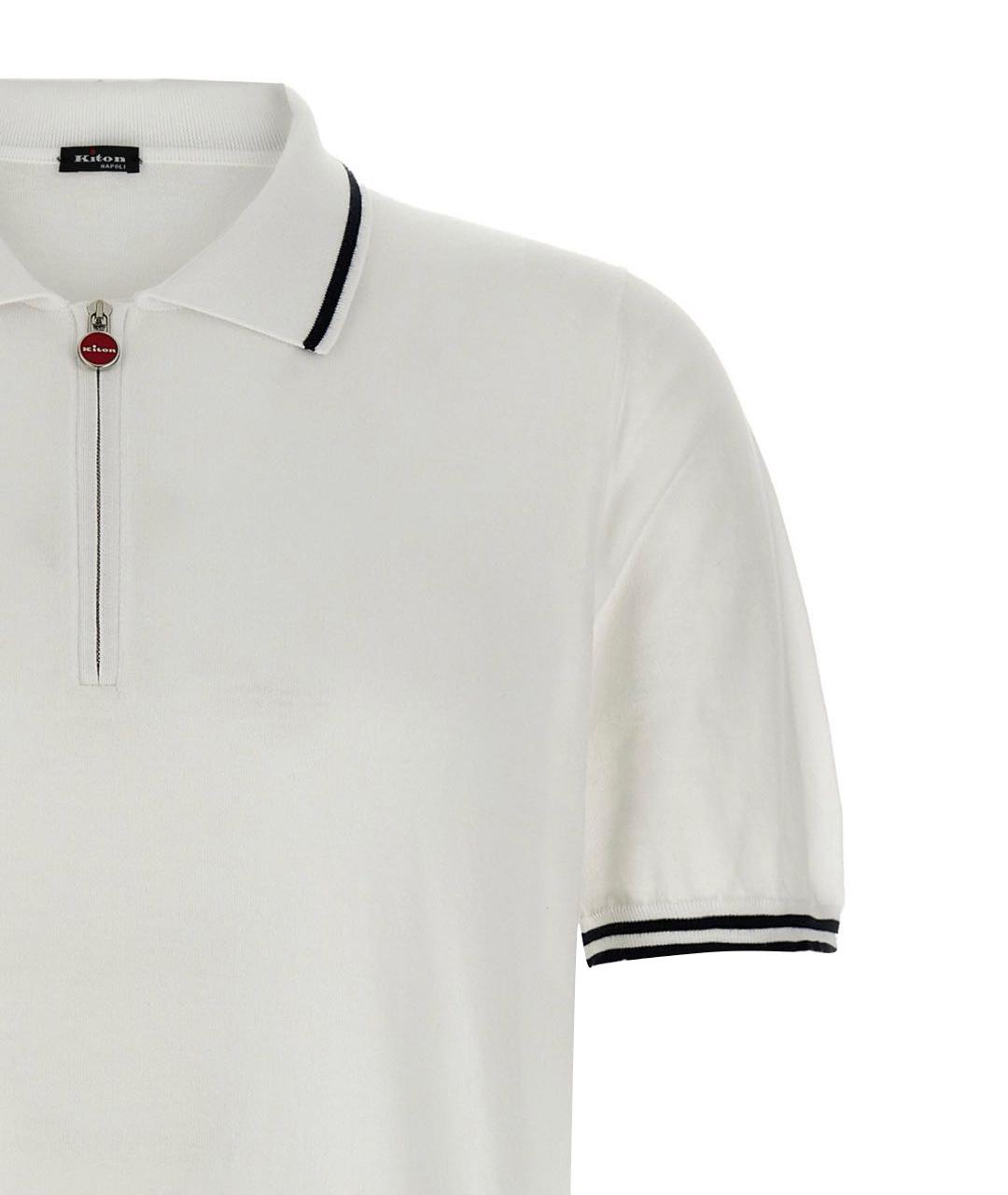 KITON Белое хлопковое поло с коротким рукавом, фото 7