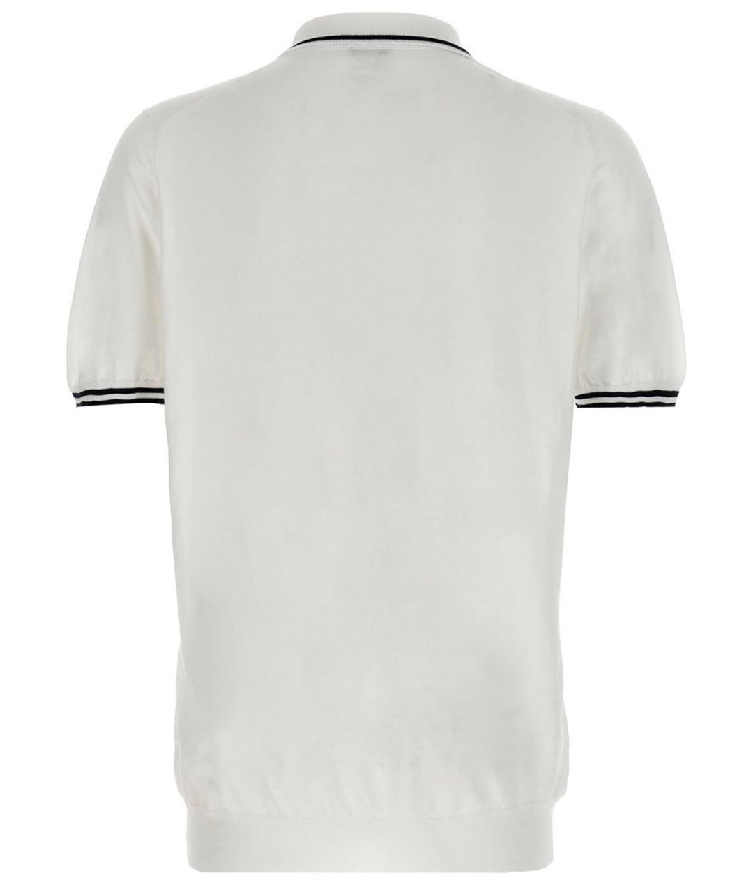 KITON Белое хлопковое поло с коротким рукавом, фото 8
