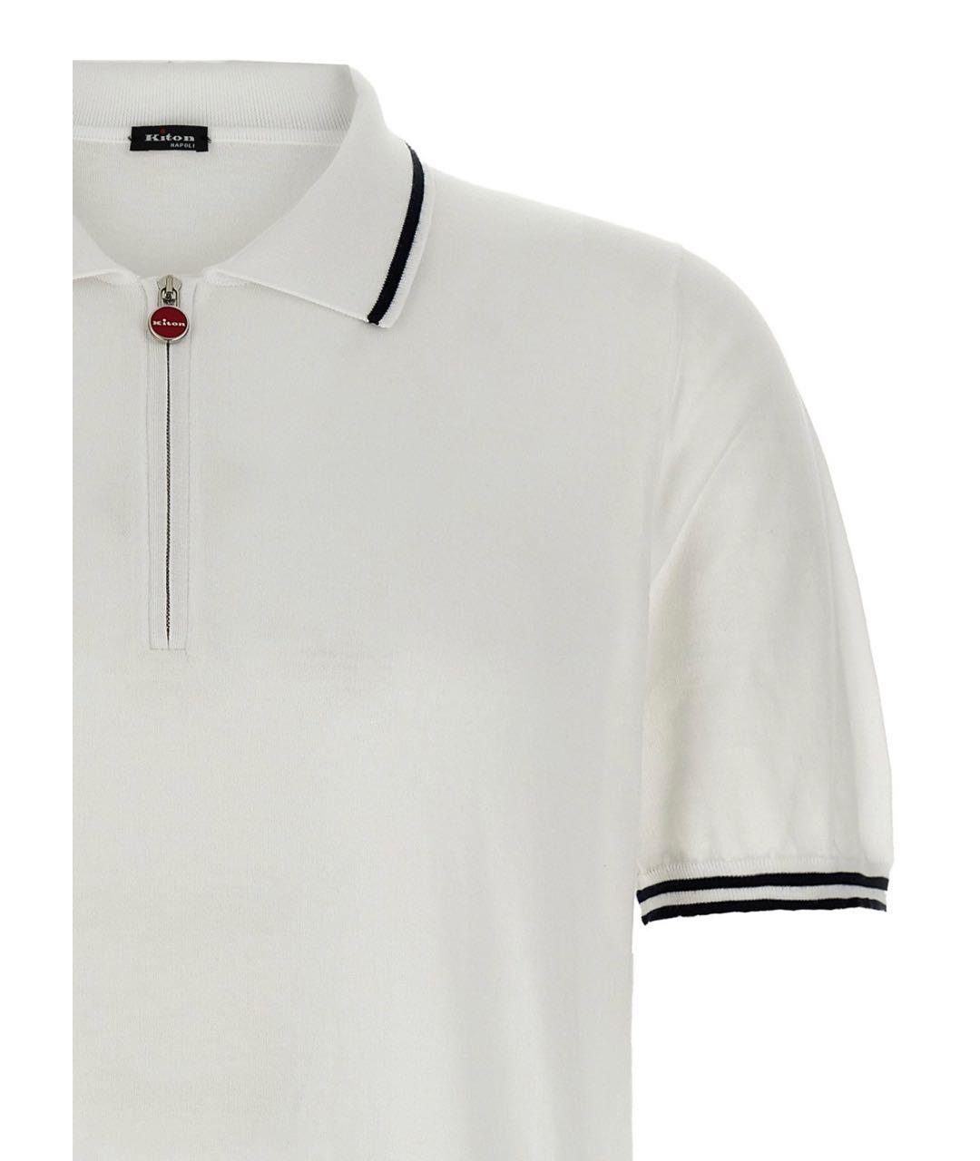 KITON Белое хлопковое поло с коротким рукавом, фото 3