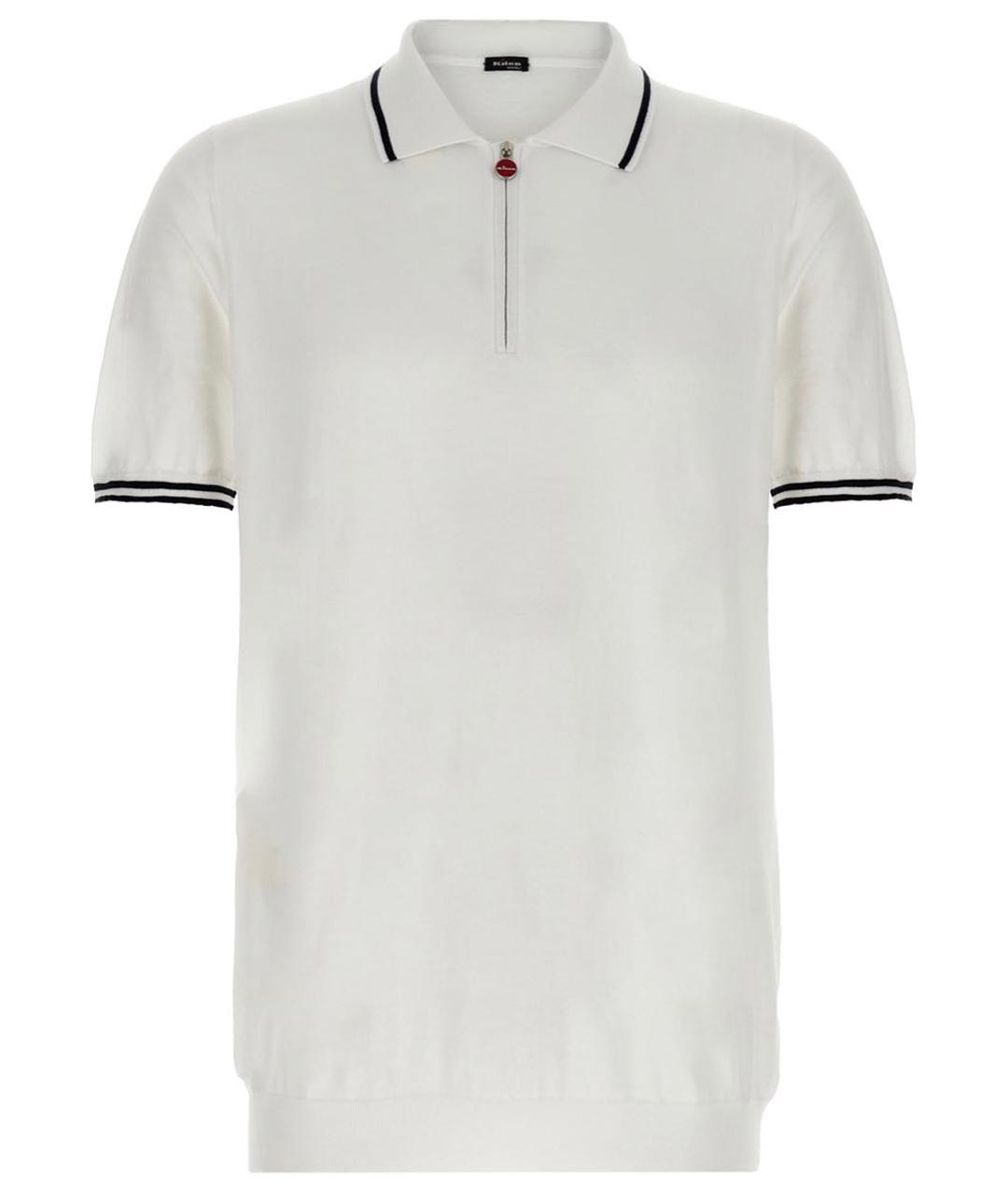 KITON Белое хлопковое поло с коротким рукавом, фото 1