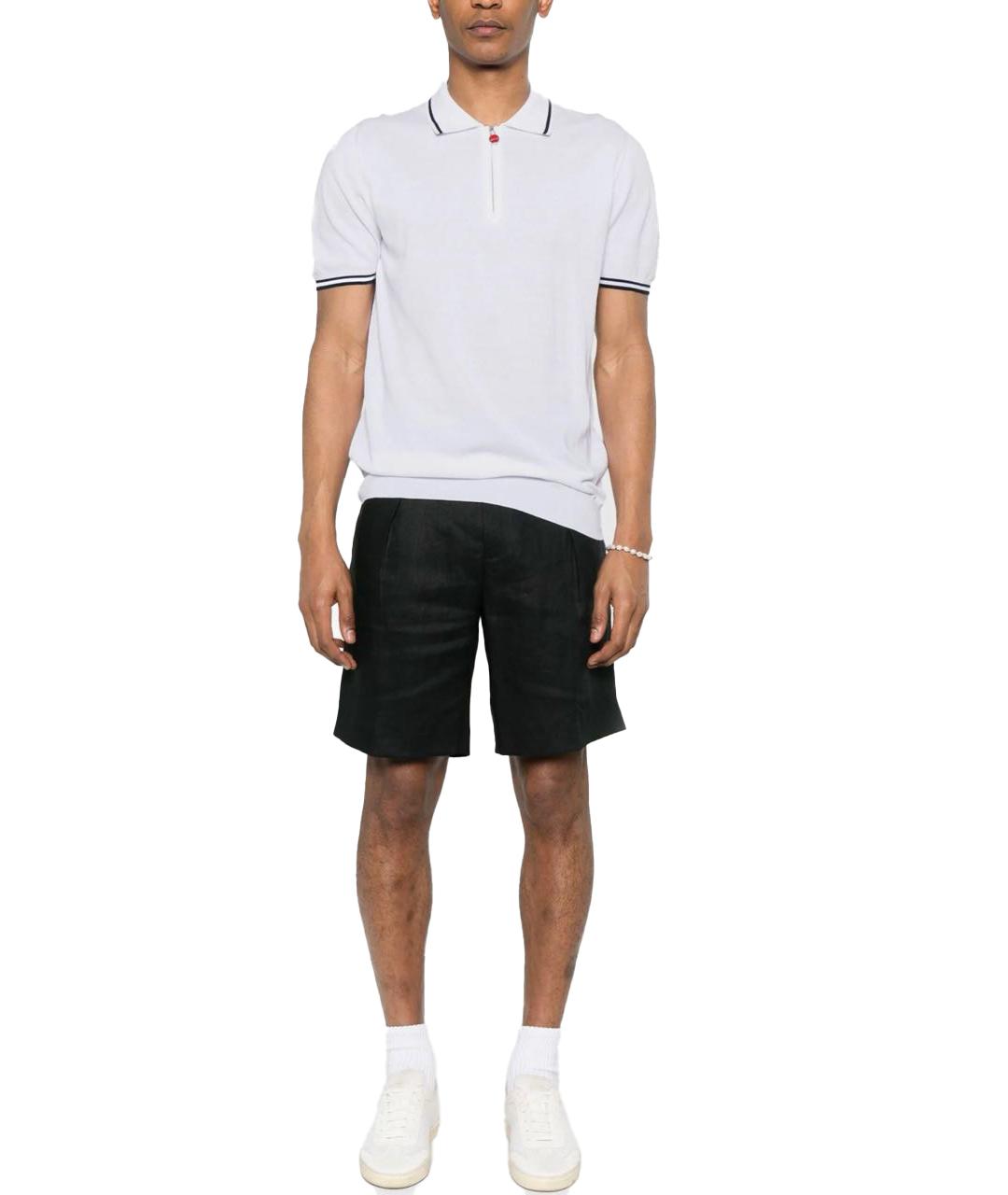 KITON Белое хлопковое поло с коротким рукавом, фото 6