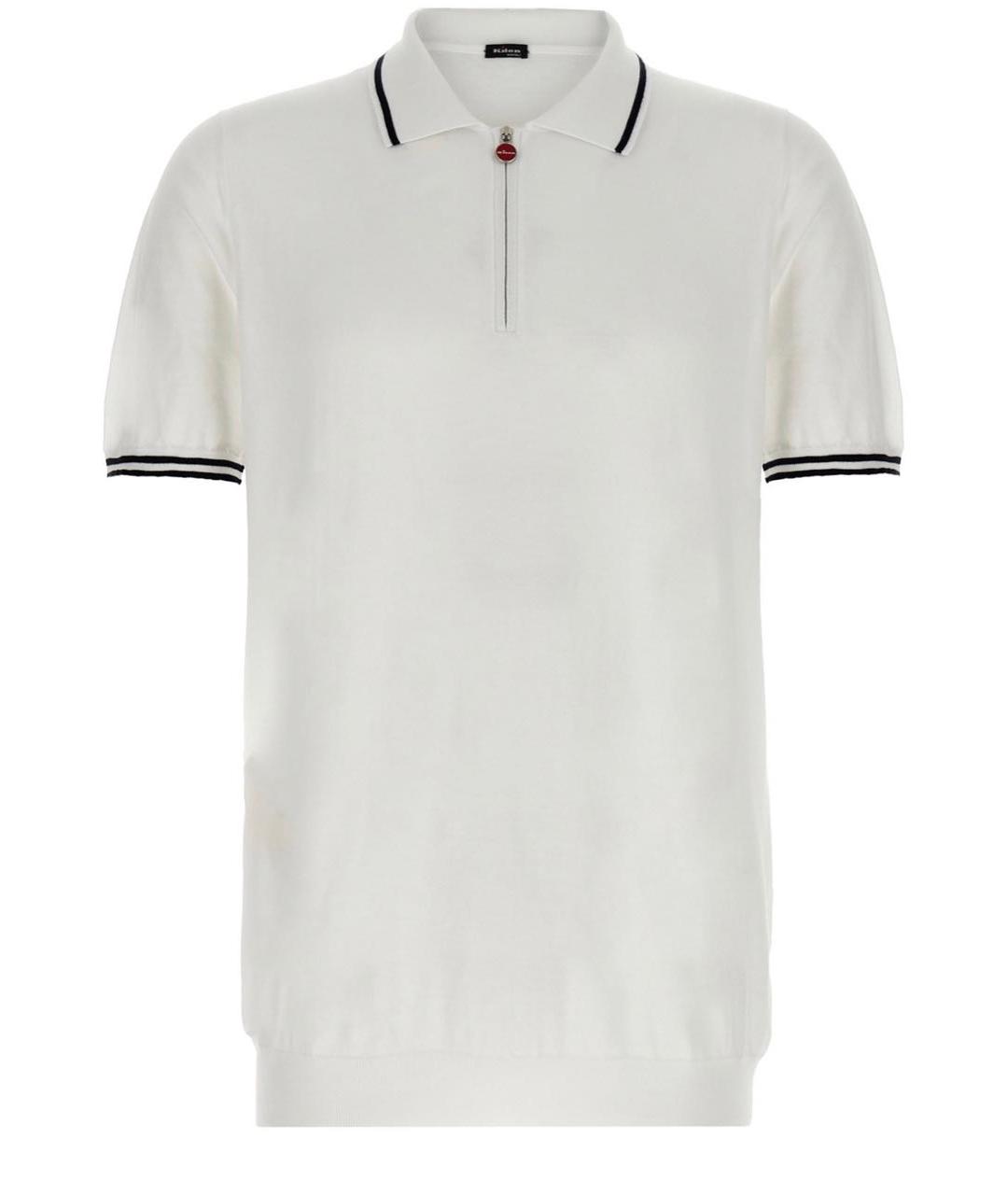 KITON Белое хлопковое поло с коротким рукавом, фото 5