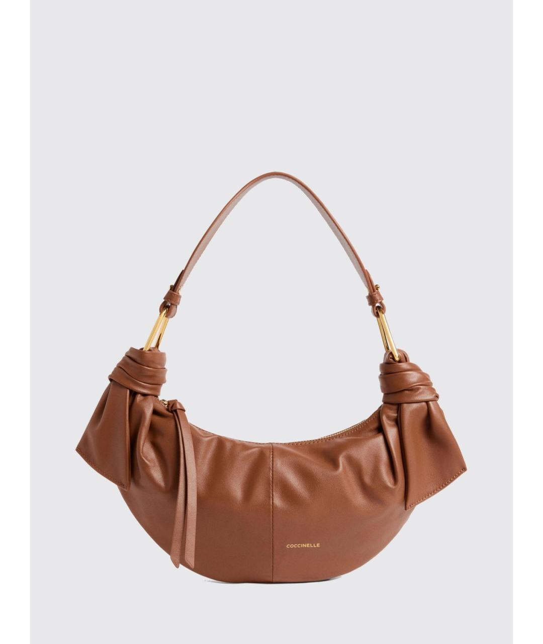 COCCINELLE Коричневая кожаная сумка через плечо, фото 4