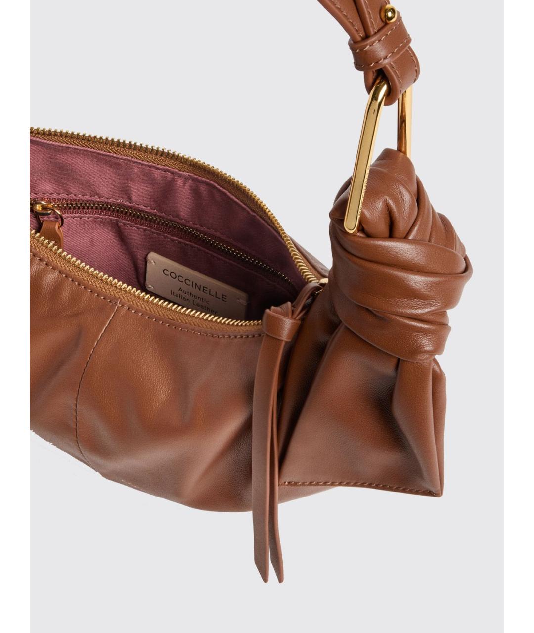 COCCINELLE Коричневая кожаная сумка через плечо, фото 3