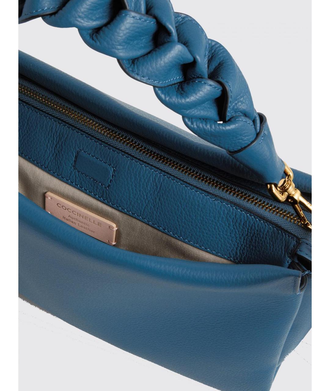 COCCINELLE Синяя кожаная сумка через плечо, фото 4