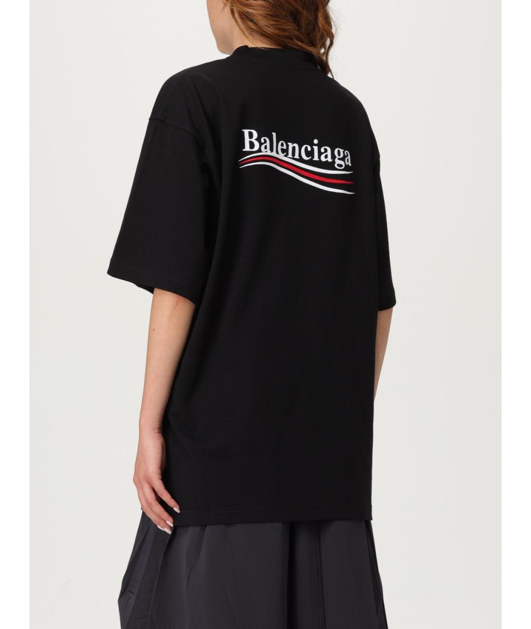 BALENCIAGA Черная хлопковая футболка, фото 3