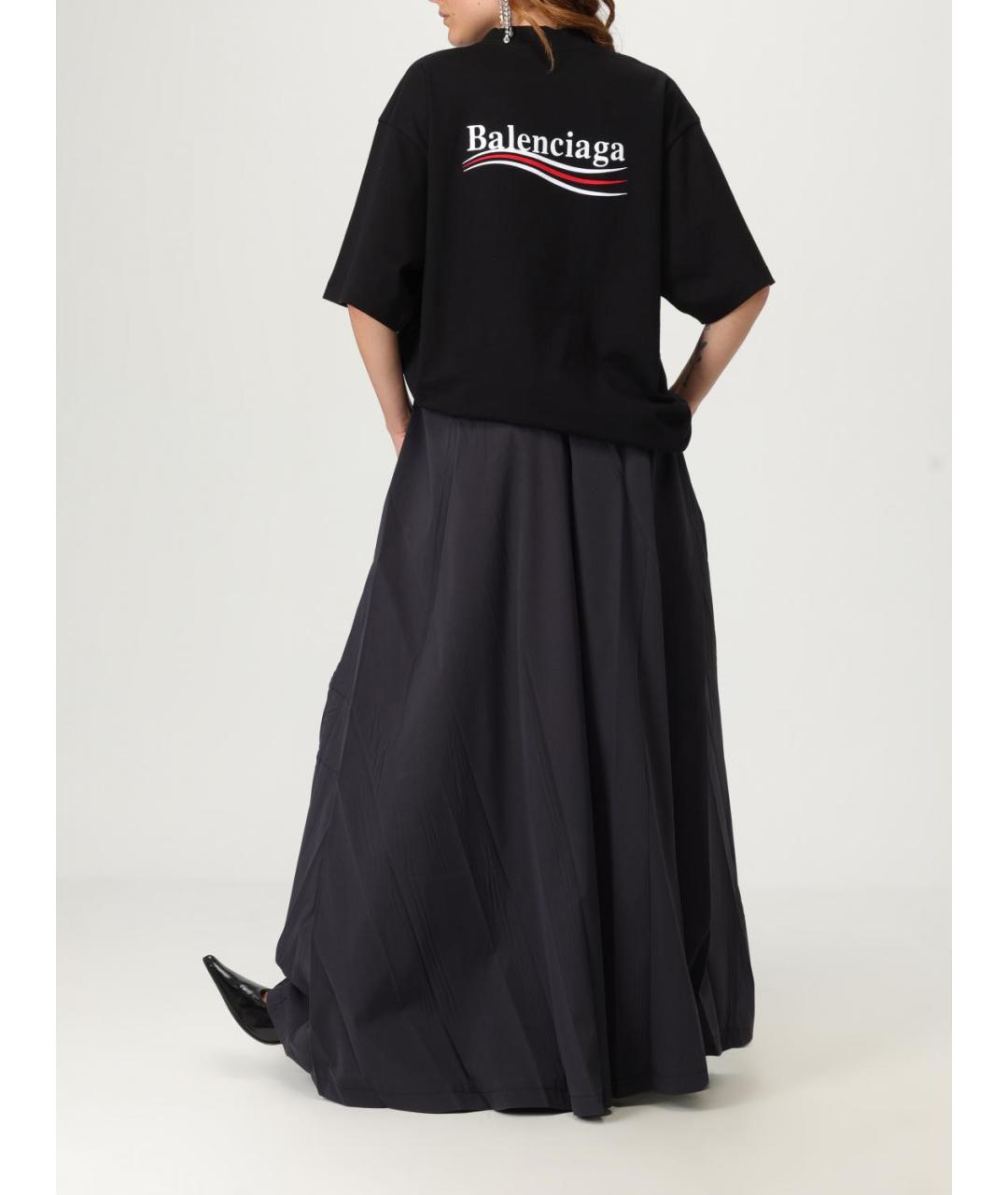 BALENCIAGA Черная хлопковая футболка, фото 2