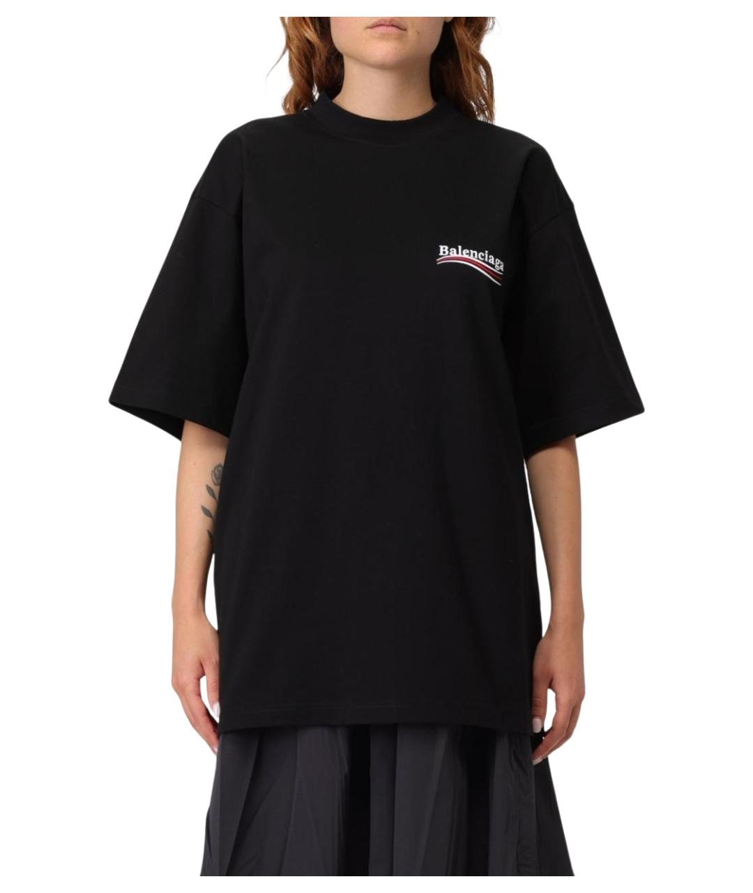 BALENCIAGA Черная хлопковая футболка, фото 1