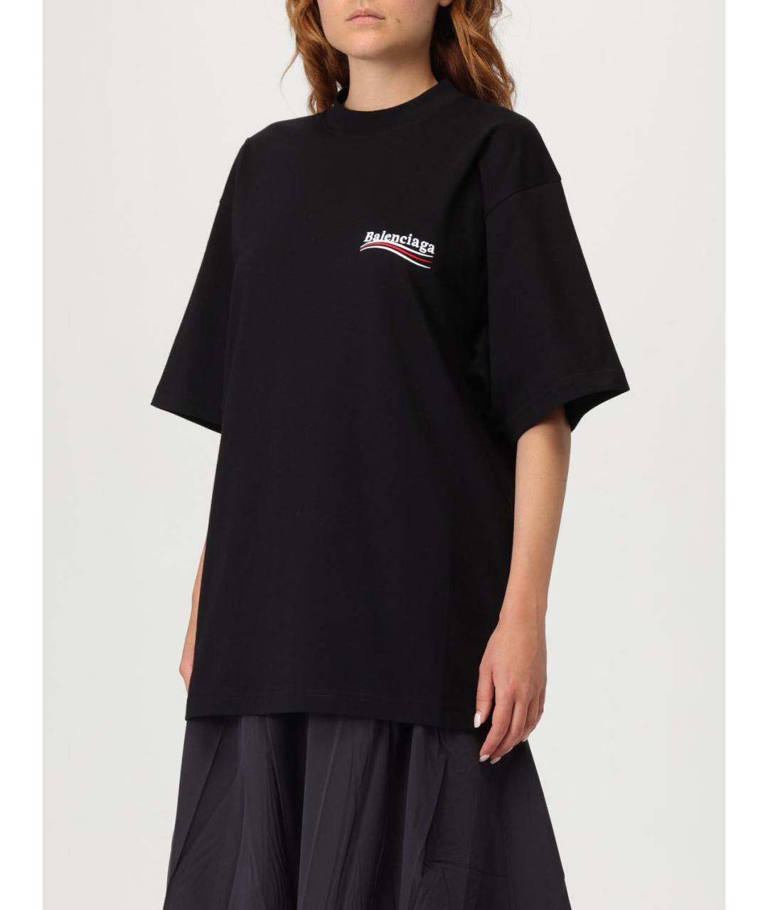 BALENCIAGA Черная хлопковая футболка, фото 4