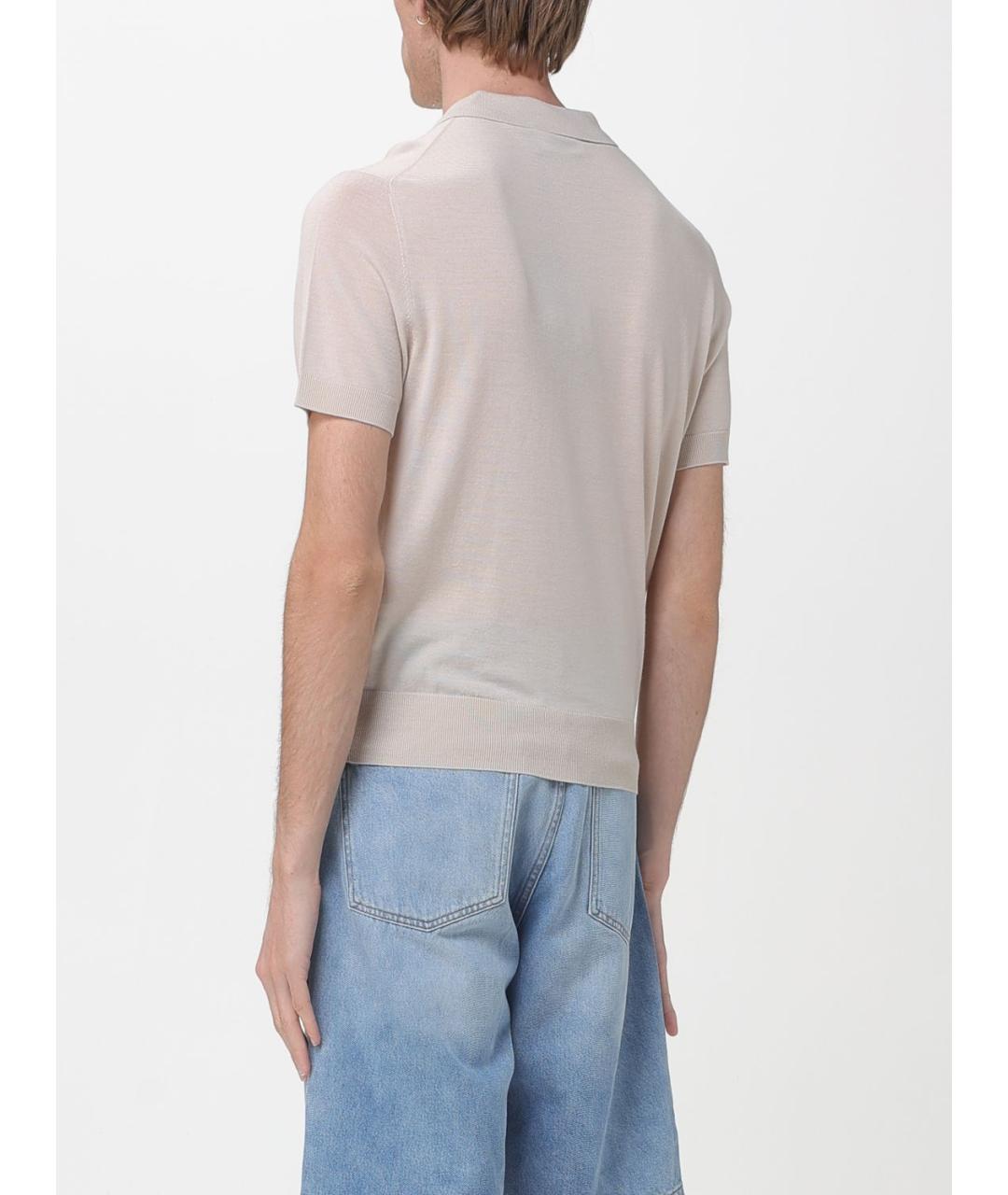 DSQUARED2 Бежевое хлопко-шерстяное поло с коротким рукавом, фото 2