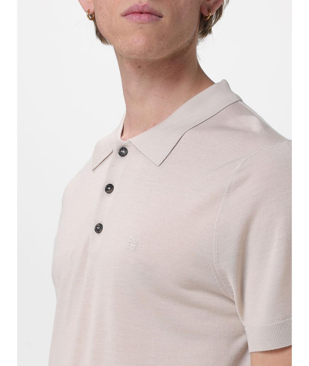 DSQUARED2 Бежевое хлопко-шерстяное поло с коротким рукавом, фото 3