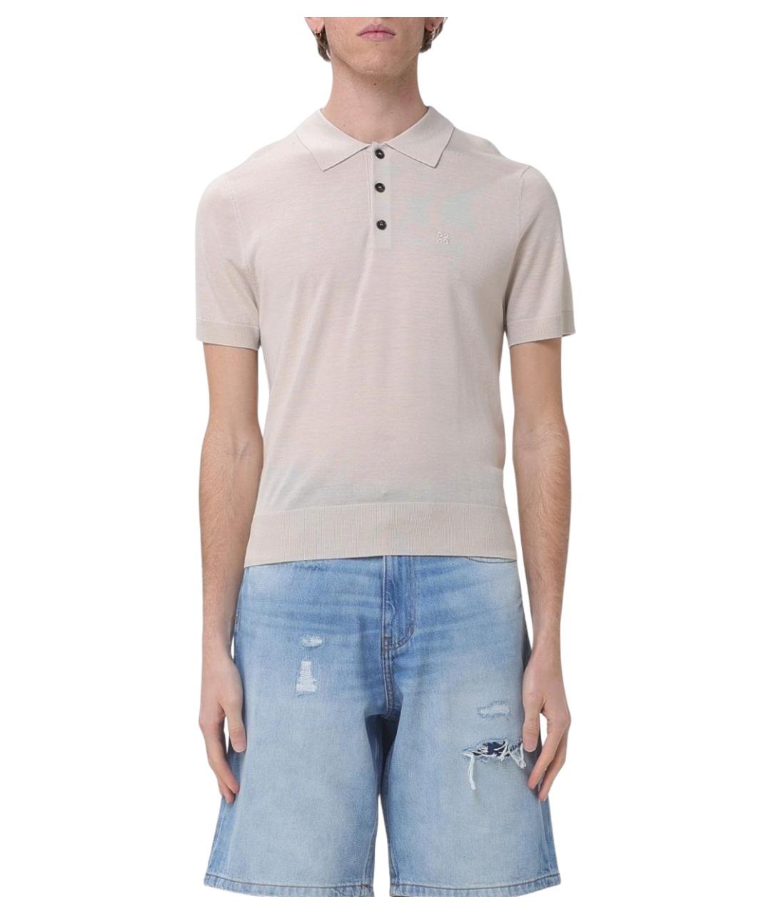 DSQUARED2 Бежевое хлопко-шерстяное поло с коротким рукавом, фото 1