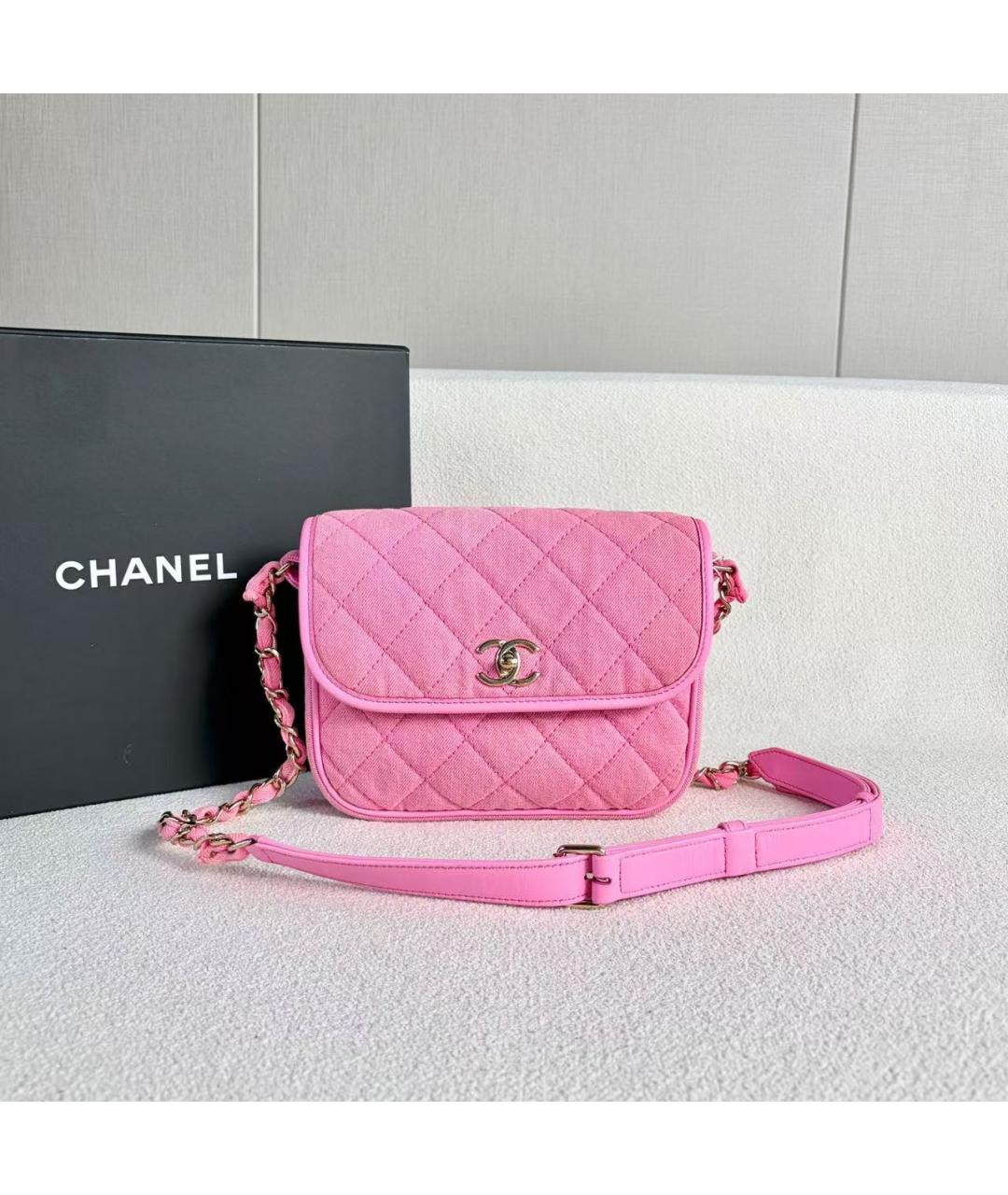 CHANEL Розовая кожаная сумка через плечо, фото 2