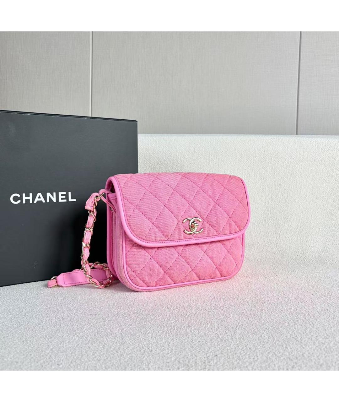 CHANEL Розовая кожаная сумка через плечо, фото 6