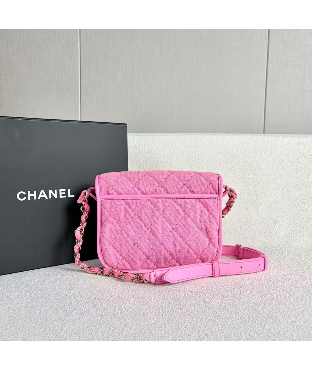 CHANEL Розовая кожаная сумка через плечо, фото 3