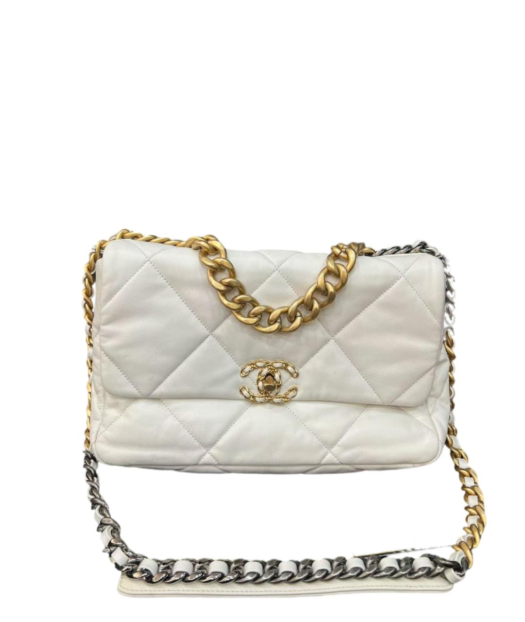 CHANEL Белая кожаная сумка через плечо, фото 7