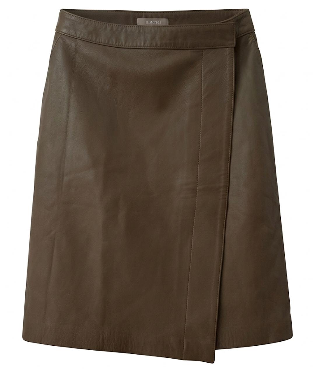 12 STOREEZ Коричневая кожаная юбка миди, фото 1