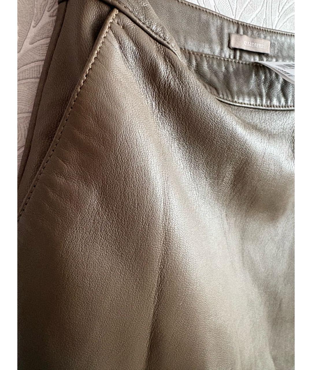 12 STOREEZ Коричневая кожаная юбка миди, фото 4