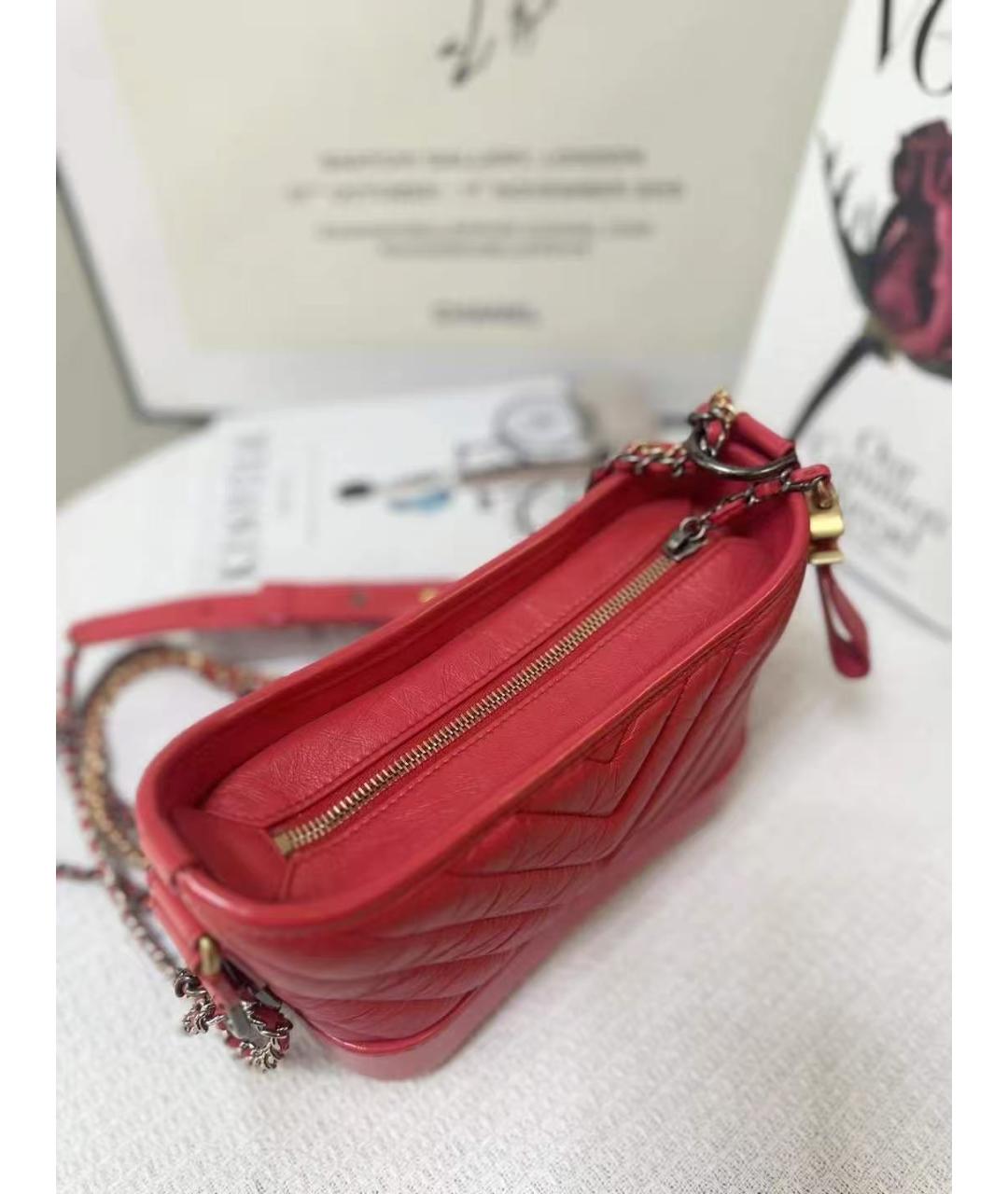 CHANEL Красная кожаная сумка через плечо, фото 4