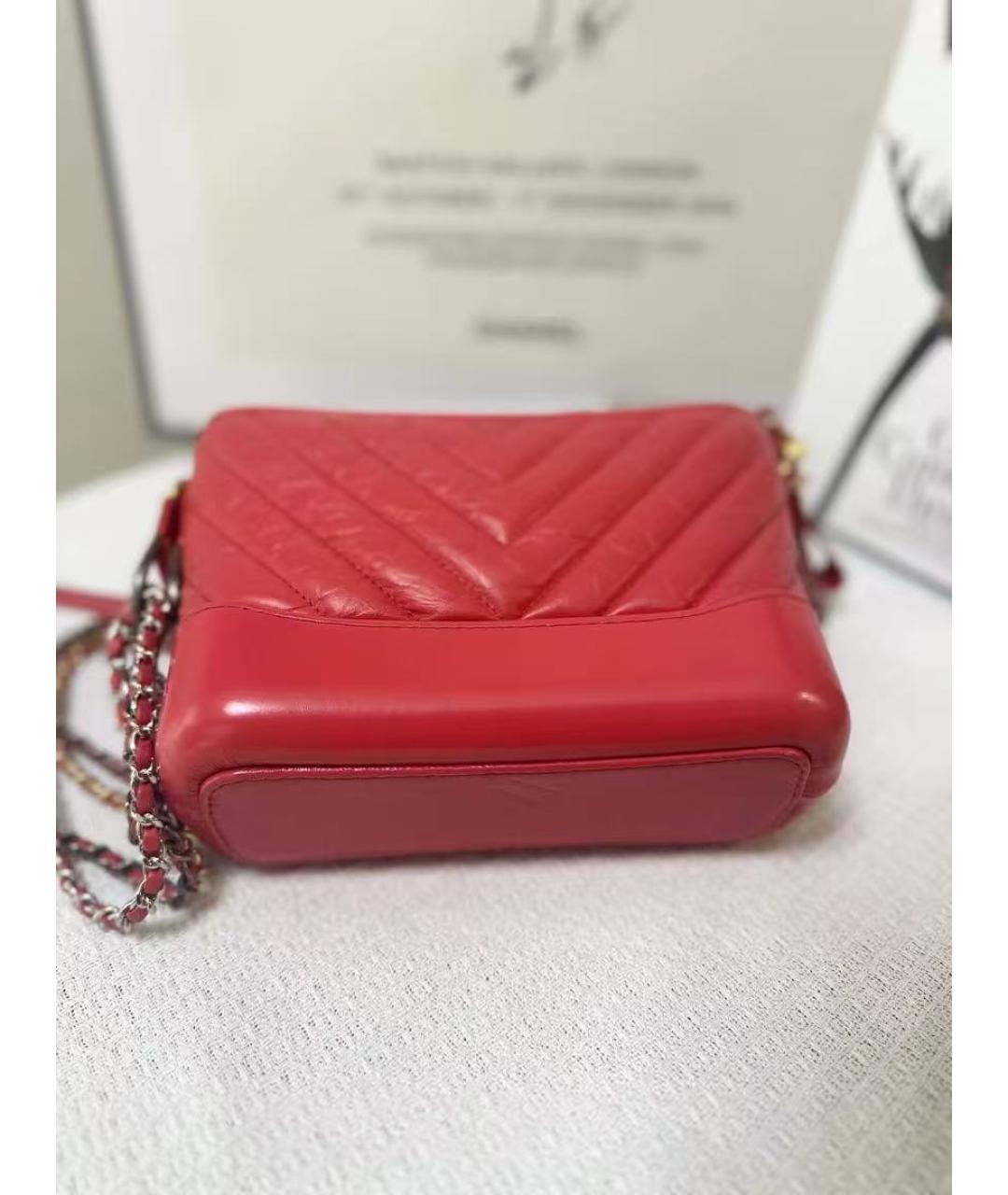 CHANEL Красная кожаная сумка через плечо, фото 5