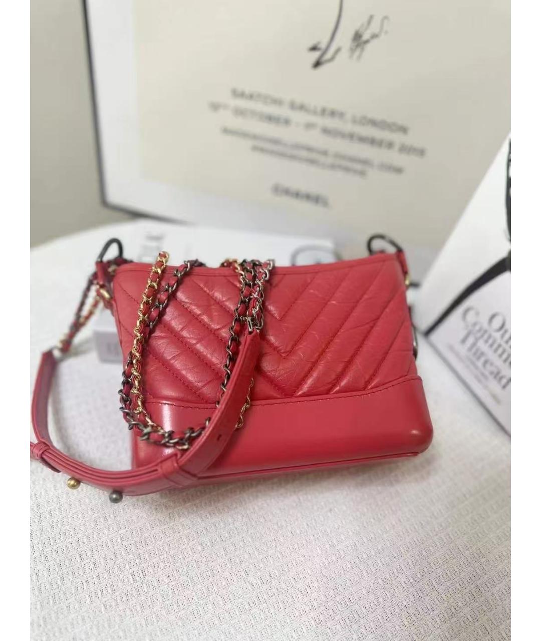CHANEL Красная кожаная сумка через плечо, фото 3