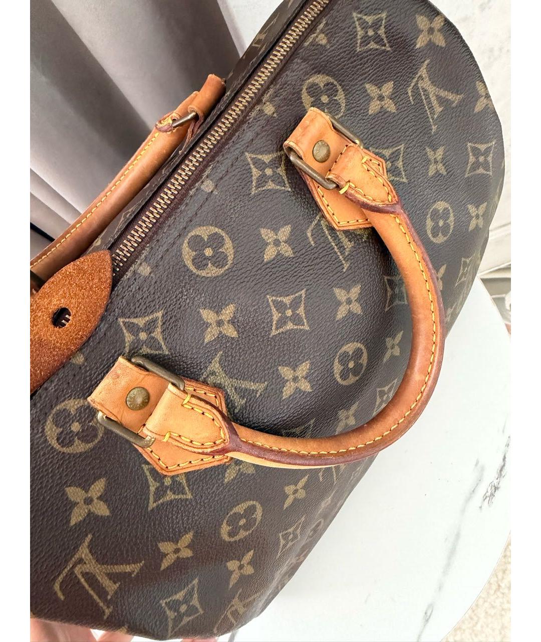 LOUIS VUITTON Коричневая кожаная сумка с короткими ручками, фото 2