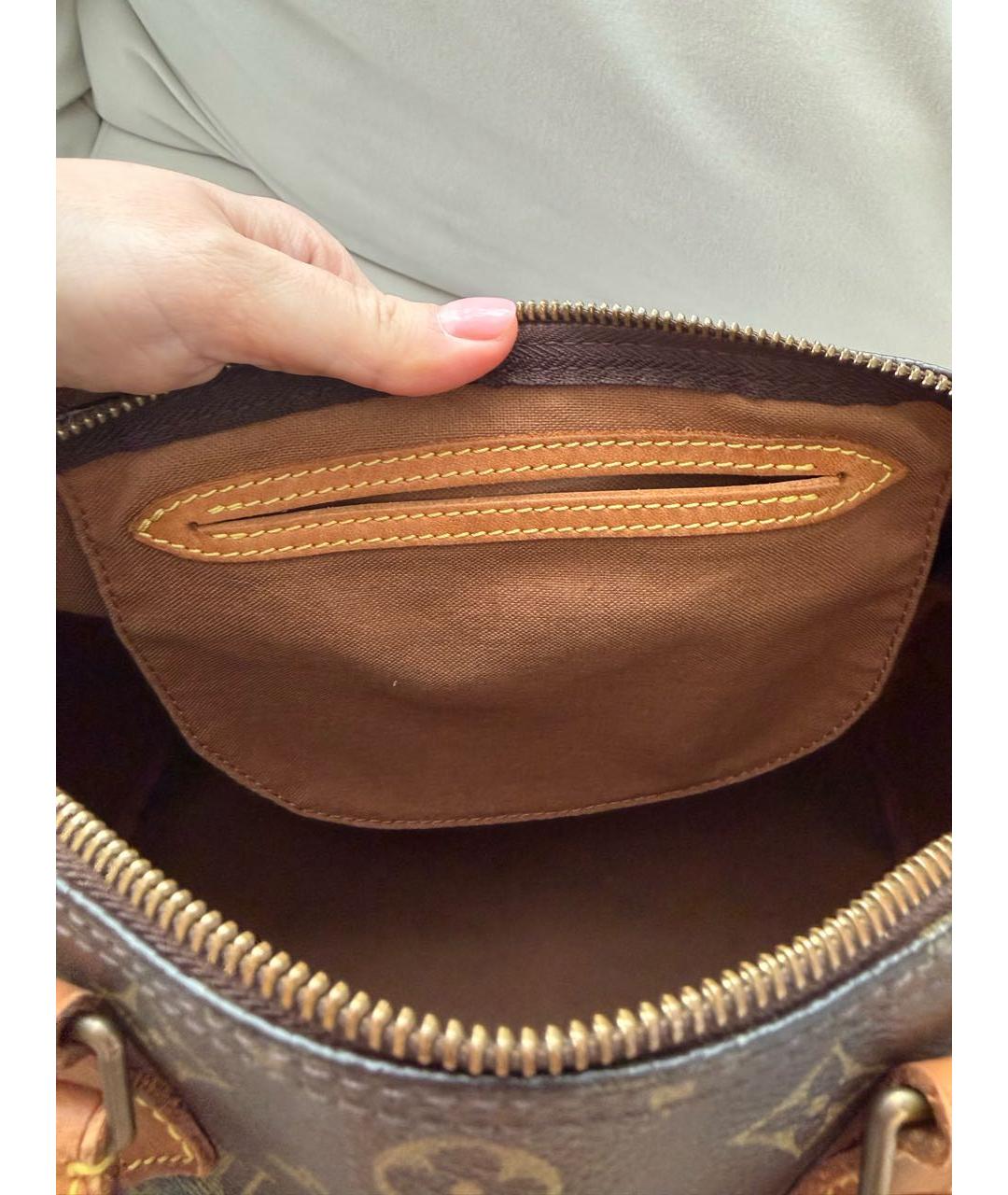 LOUIS VUITTON Коричневая кожаная сумка с короткими ручками, фото 4