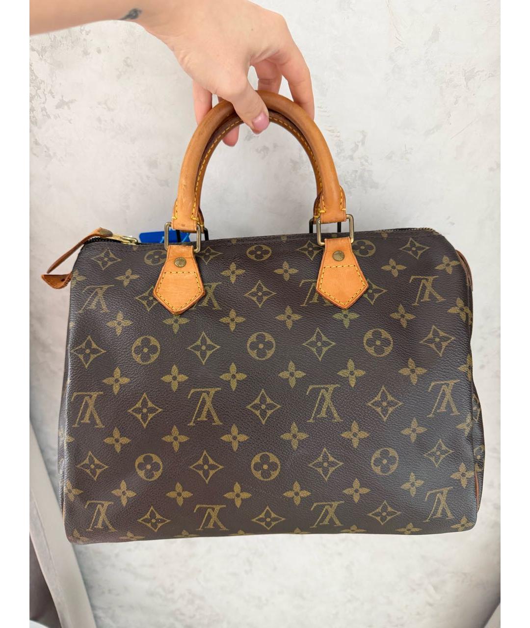 LOUIS VUITTON Коричневая кожаная сумка с короткими ручками, фото 8