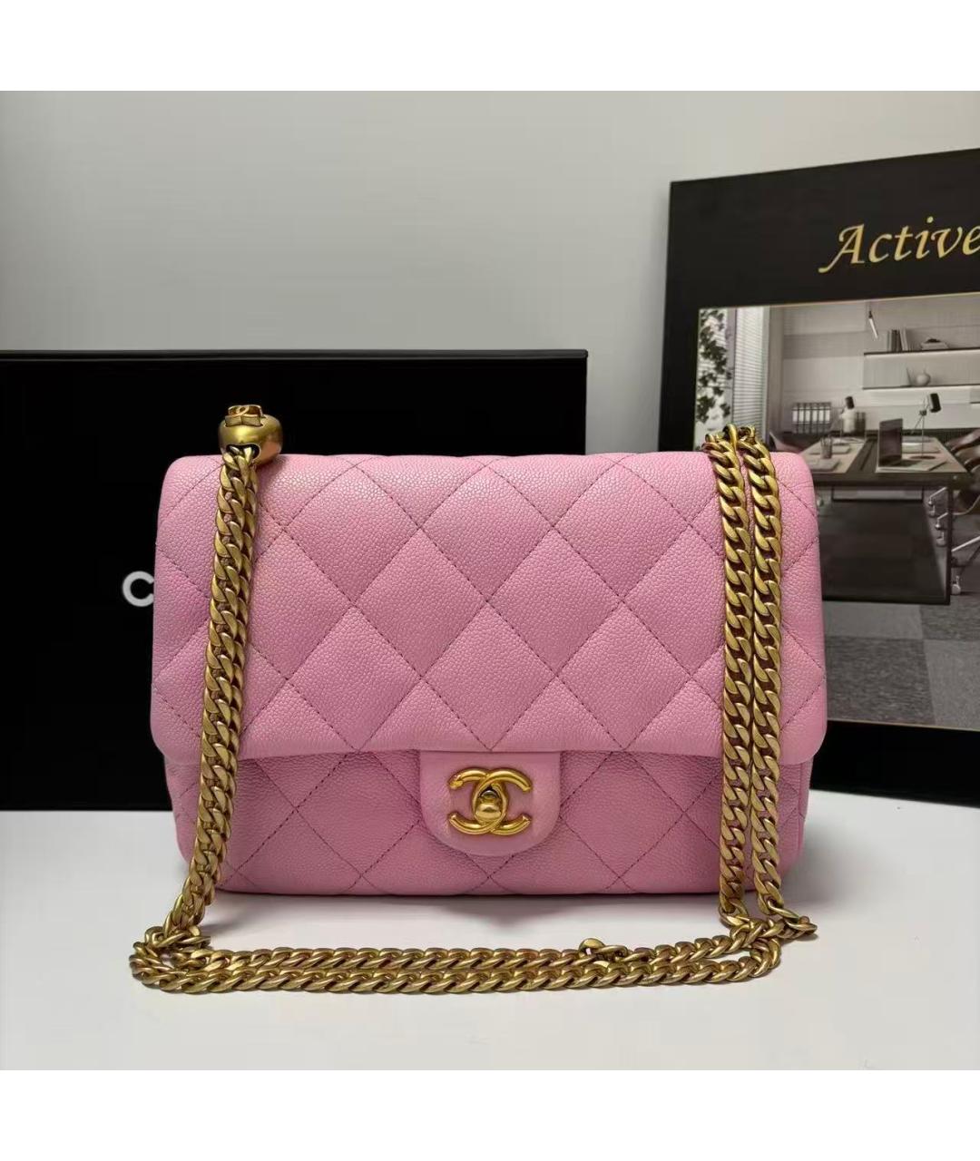 CHANEL Розовая кожаная сумка через плечо, фото 2