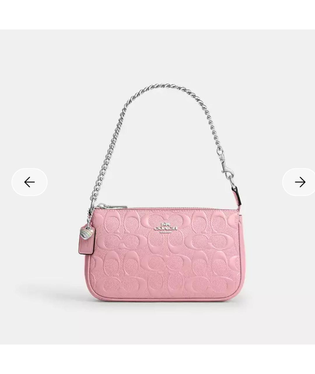 COACH Розовая сумка с короткими ручками из лакированной кожи, фото 9