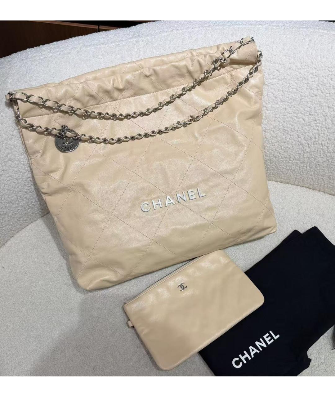 CHANEL Бежевая кожаная сумка через плечо, фото 2