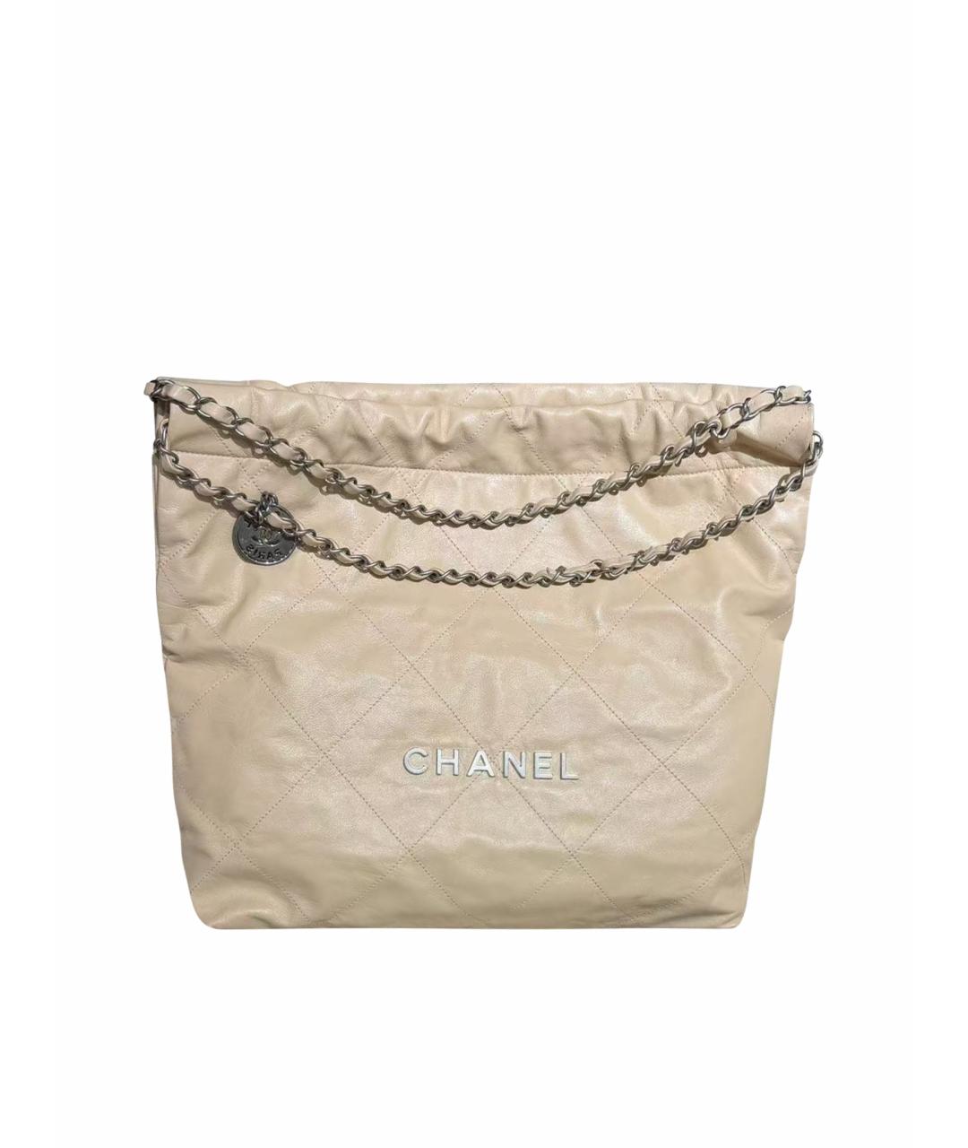 CHANEL Бежевая кожаная сумка через плечо, фото 1