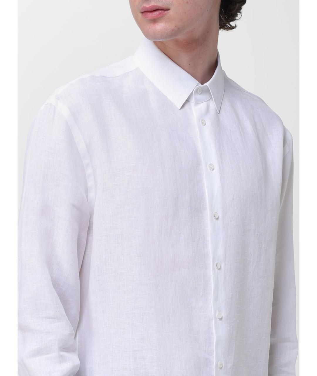 GIORGIO ARMANI Белая льняная кэжуал рубашка, фото 5